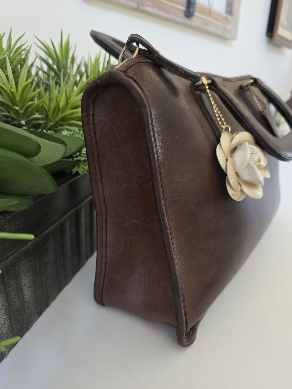 Vintage Coach Slim Satchel NYC Mahogany Glove Tanned Leather Top Handle Brief - Picture 5 of 16